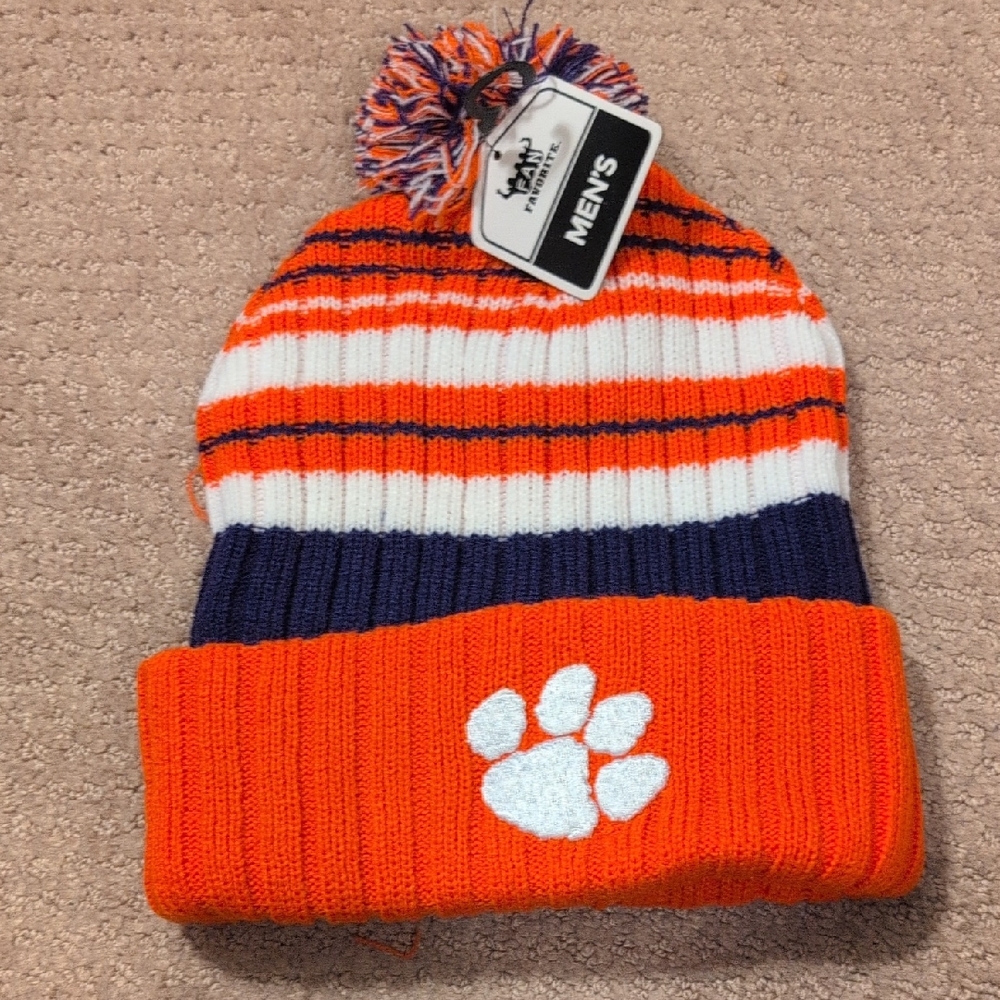 NCAA Clemson Tigers Orange Striped Beanie NWT